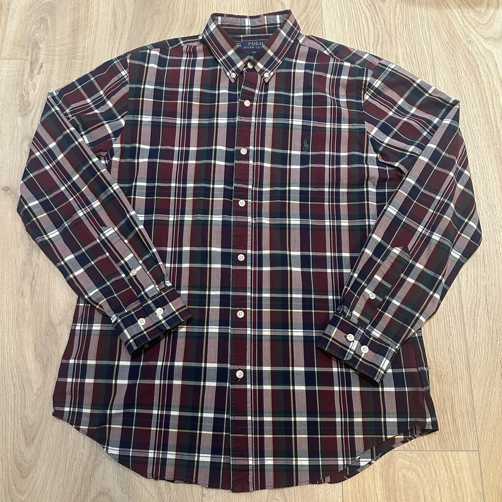 Ralph‎ Lauren Shirt Mens L Multi Plaid Button Down Long Sleeve Green Pony Logo